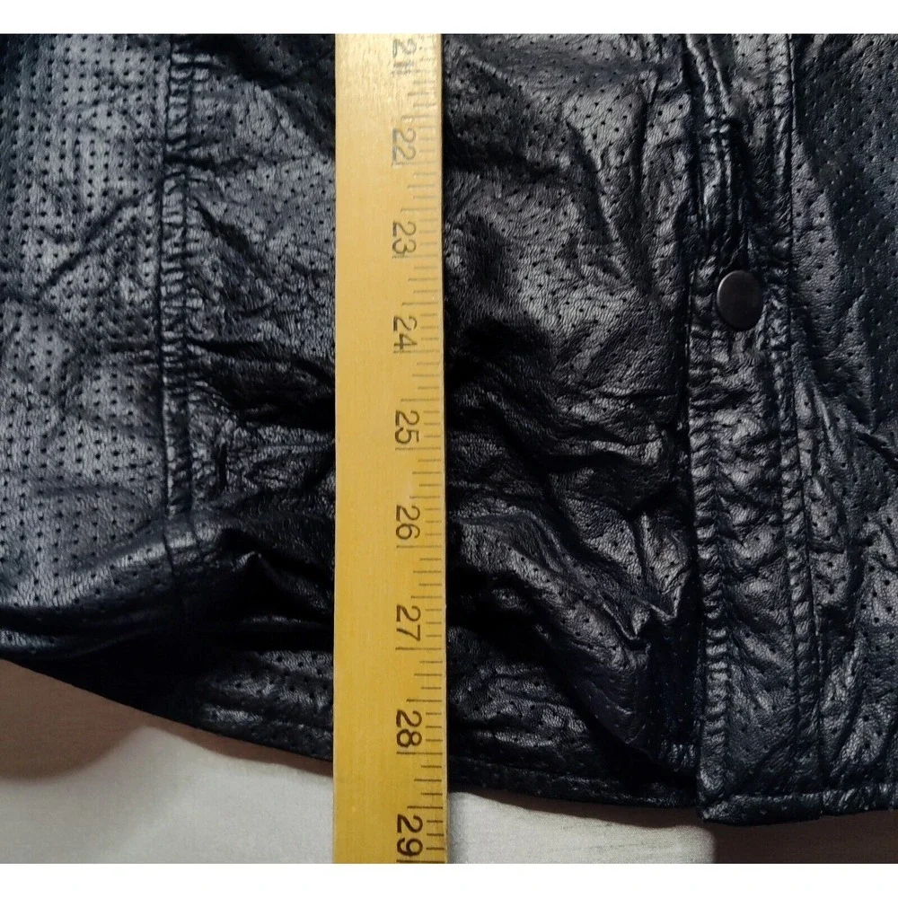VTG MAS LEATHER Men Medium Black Snap Button Mesh Lined Long Sleeve Jacket - Picture 12 of 16